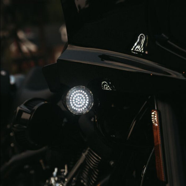 Custom Dynamics Genesis® 4 Solid Amber/White (Halo Free) Bullet Style LED Motorcycle Turn Signal Inserts