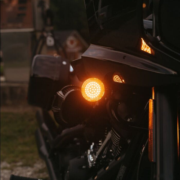 Custom Dynamics Genesis® 4 Solid Amber/White (Halo Free) Bullet Style LED Motorcycle Turn Signal Inserts