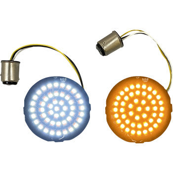 Custom Dynamics Genesis® 4 Solid Amber/White (Halo Free) Bullet Style LED Motorcycle Turn Signal Inserts